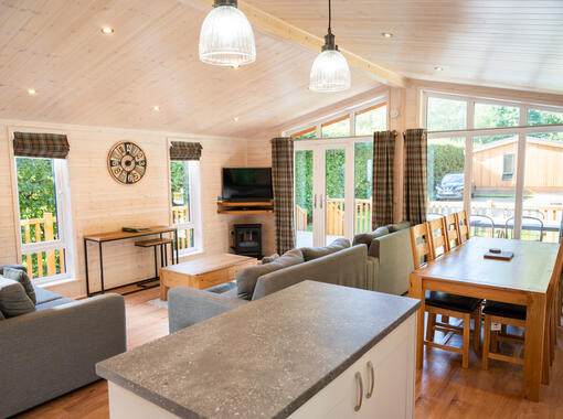 Open plan lounge dining and kitchen area