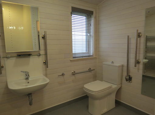 Accessible wet room with hand rails 