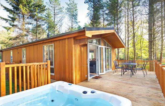 Luxury lodge with hot tub and forest views