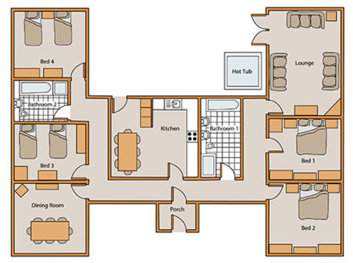 Floor plan of Woodlands Cottage